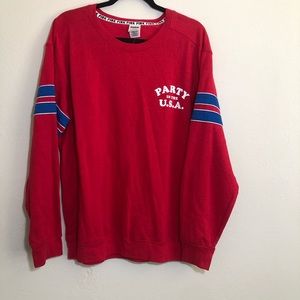 PINK Party In The USA Red Long Sleeve Pullover Lrg